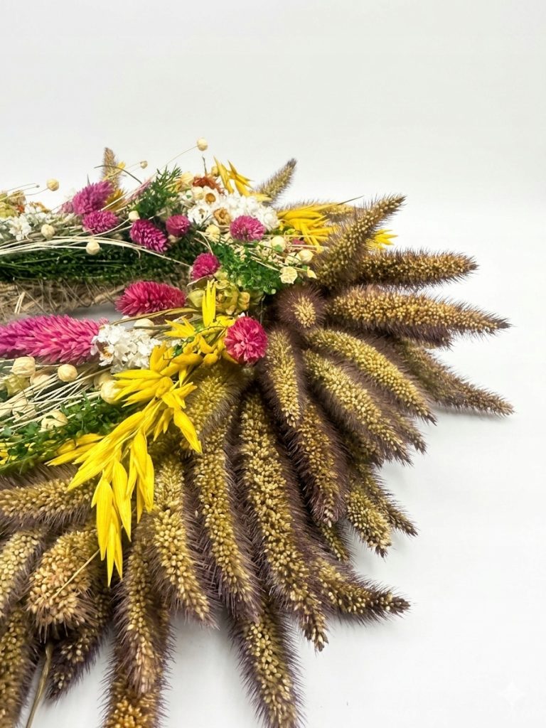 Wianek z Suszonych Roślin 35cm - Naturalny, Boho, Handmade, Stroik na Stół - zdjęcie z galerii 2